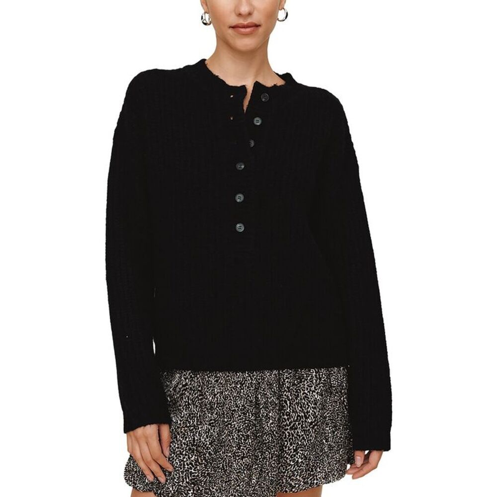 Bella Dahl Womens  Button Placket Wool & Cashmere-Blend Sweater